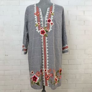 Spartina449 Striped Floral Embroidered Kaftan